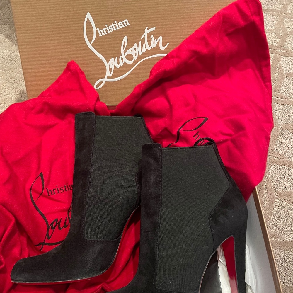 Christian Louboutin black suede booties